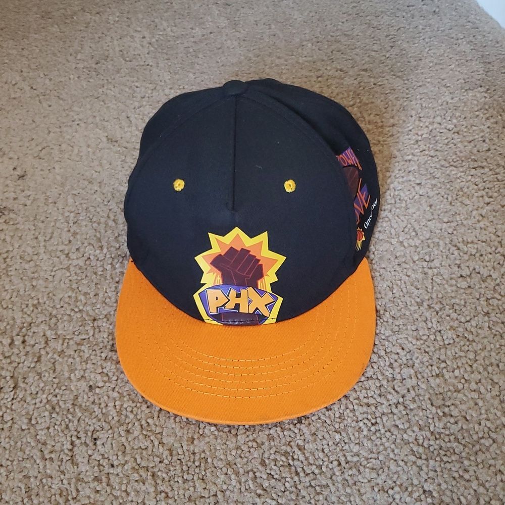 Phoenix Suns Inspired Snapback Hat Black Orange B.G. PHX Basketball Cap